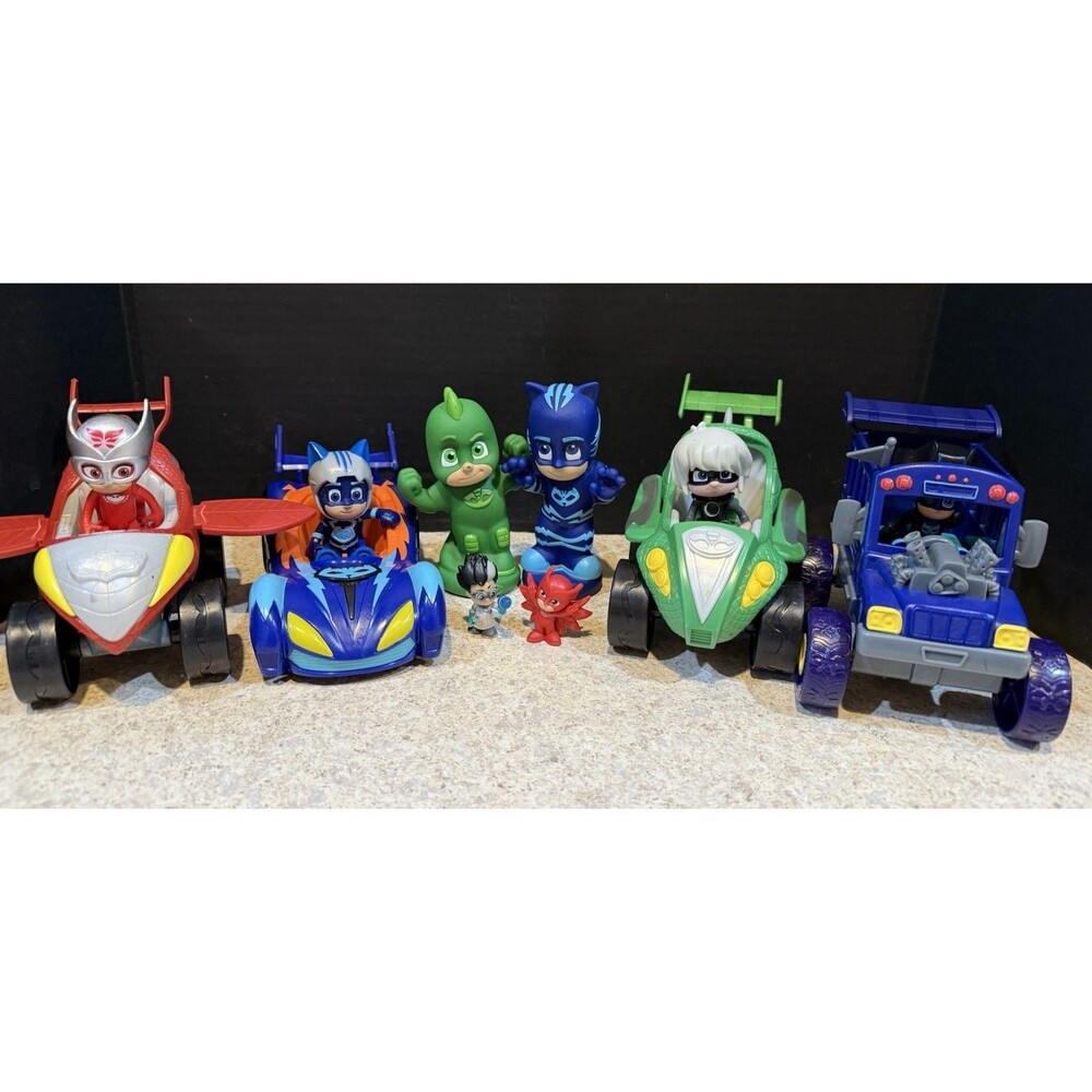 PJ Masks Vehicle & Figure Lot Catboy Car Owlette Glider Luna Romeo Just Play